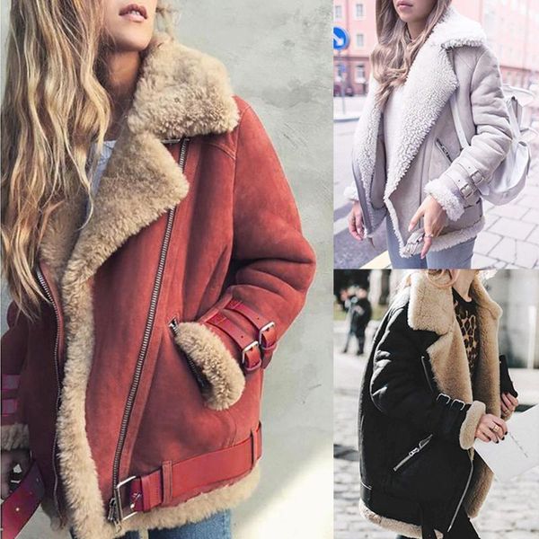 women's jackets winter women fleece coat faux fur jacket ladies warm lapel biker motor outwear fashion solid color wool for 2021, Black;brown
women's jackets winter women fleece coat faux fur jacket ladies warm lapel biker motor outwear fashion solid color wool for 2021, Black;brown