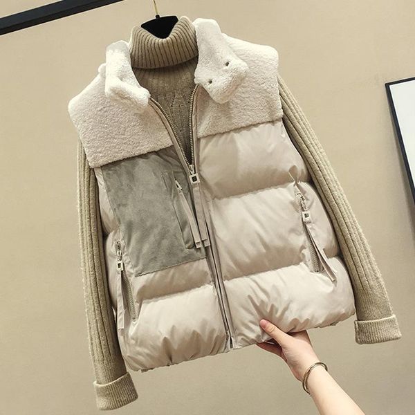 women's vests down cotton vest autumn and winter short 2021 stitching lamb wool waistcoat ladies coat, Black;white
women's vests down cotton vest autumn and winter short 2021 stitching lamb wool waistcoat ladies coat, Black;white