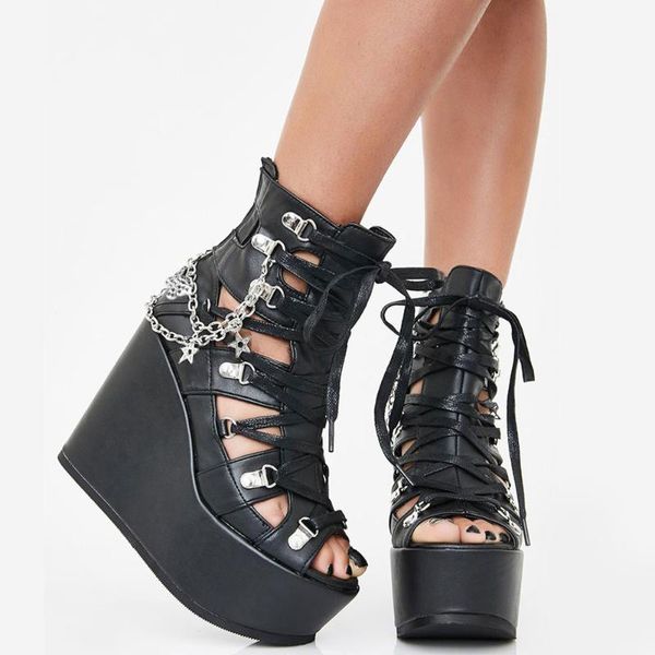 ins leisure wedges cage ankle bootie shoes 2021 summer gothic style shoes women gladiator platform high heels casual sandals, Black
ins leisure wedges cage ankle bootie shoes 2021 summer gothic style shoes women gladiator platform high heels casual sandals, Black
