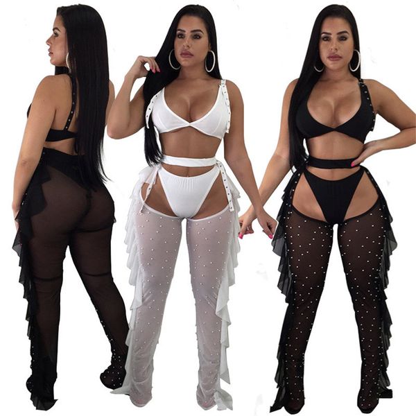women three piece sets mesh beads club wear spaghetti strap bra+briefs+hollow out pants fashion summer clothing 4546, Gray
women three piece sets mesh beads club wear spaghetti strap bra+briefs+hollow out pants fashion summer clothing 4546, Gray
