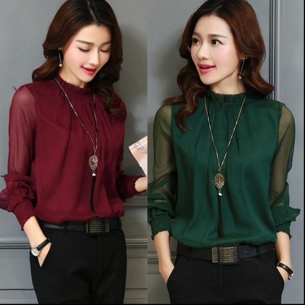 2021 spring autumen lace women chiffon blouse ladies long sleeve women korean clothing solid stand neck transparent shirts, White
2021 spring autumen lace women chiffon blouse ladies long sleeve women korean clothing solid stand neck transparent shirts, White