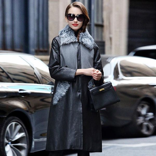 women's leather & faux fur collar real coat genuine jacket autumn winter women clothes 2021 korean sheepskin down zt4823, Black
women's leather & faux fur collar real coat genuine jacket autumn winter women clothes 2021 korean sheepskin down zt4823, Black