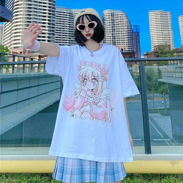 women's t-shirt cute kawaii pink white anime female korean fashion round neck girl short sleeve summer plus size gothic clothes y2k
women's t-shirt cute kawaii pink white anime female korean fashion round neck girl short sleeve summer plus size gothic clothes y2k