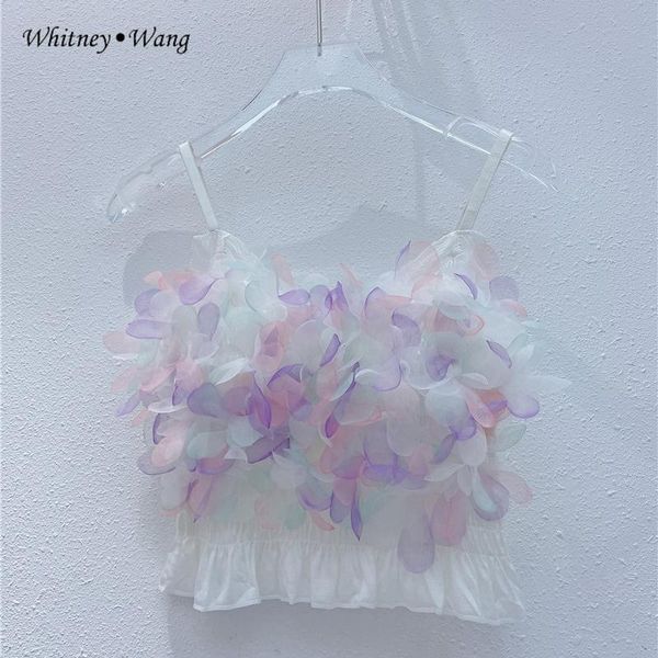 women's tanks & camis whitney wang 2021 summer fashion streetwear sweet 3d florals women night club party wear, White
women's tanks & camis whitney wang 2021 summer fashion streetwear sweet 3d florals women night club party wear, White