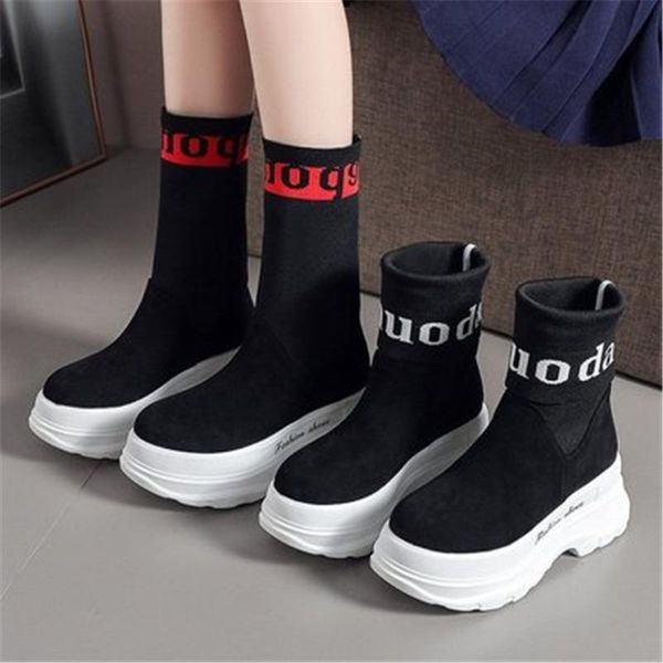 boots 2021 winter platform women ankle female non slip sneakers wedge heels sock autumn flock stretch fabric chunky shoes, Black
boots 2021 winter platform women ankle female non slip sneakers wedge heels sock autumn flock stretch fabric chunky shoes, Black