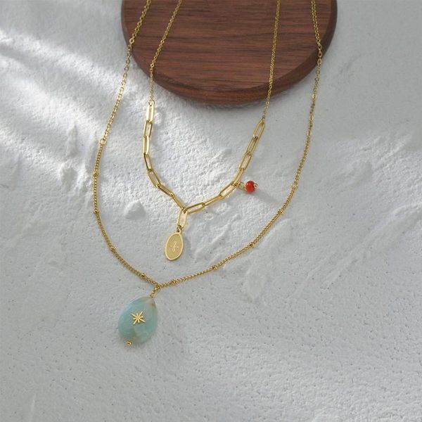 pendant necklaces handmade layered stainless steel chain choker necklace for women natural stone star geometric charm collar boho jewelry, Silver
pendant necklaces handmade layered stainless steel chain choker necklace for women natural stone star geometric charm collar boho jewelry, Silver