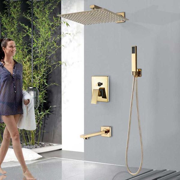 bathroom shower sets golden rainfall faucet set wall mount stainless steel 8/10/12" head mixer tap conceealed install bath
bathroom shower sets golden rainfall faucet set wall mount stainless steel 8/10/12" head mixer tap conceealed install bath