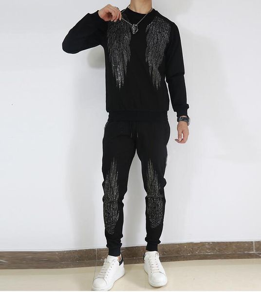 2021 new fashion brand drill long sleeve tracksuit handsome two piece suit slim casual men's suits 4vn2, Black
2021 new fashion brand drill long sleeve tracksuit handsome two piece suit slim casual men's suits 4vn2, Black