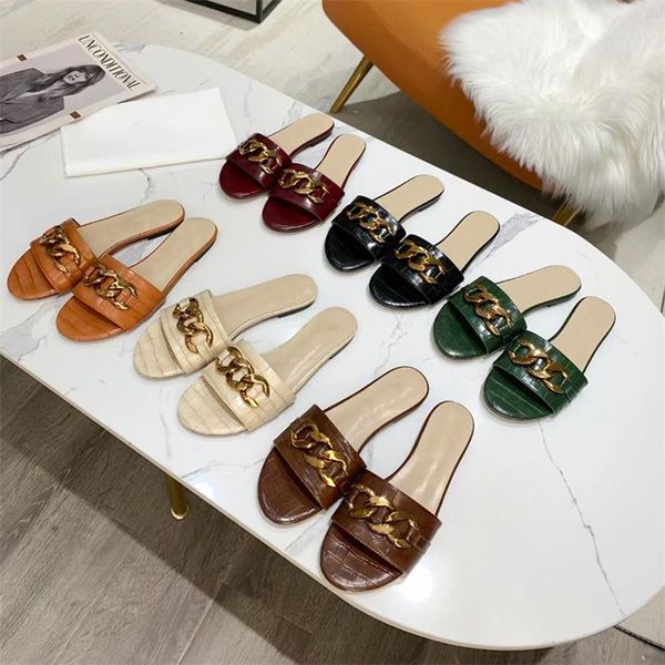 designer sandals women chain slides flats mules leather slip-on slipper ladies outdoor slides beach shoes flip flops 270, Black
designer sandals women chain slides flats mules leather slip-on slipper ladies outdoor slides beach shoes flip flops 270, Black