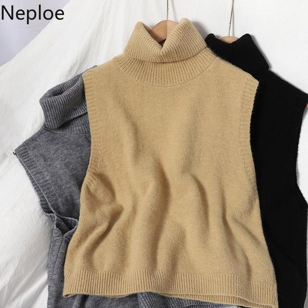 neploe turtleneck solid color woman sweaters vest knitted sleeveless pullovers korean loose casual coat tank femme 4g371, White;black
neploe turtleneck solid color woman sweaters vest knitted sleeveless pullovers korean loose casual coat tank femme 4g371, White;black