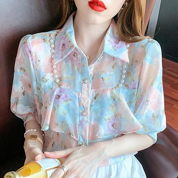 women's blouses & shirts women retro floral print korean style summer ladies chiffon fashion leisure short sleeve blouse l564, White
women's blouses & shirts women retro floral print korean style summer ladies chiffon fashion leisure short sleeve blouse l564, White