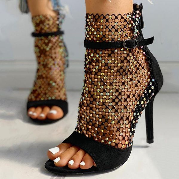 sandals women summer peep toe mesh pointed bling thin high heels rhinestone ankle boots stiletto female crystal, Black
sandals women summer peep toe mesh pointed bling thin high heels rhinestone ankle boots stiletto female crystal, Black