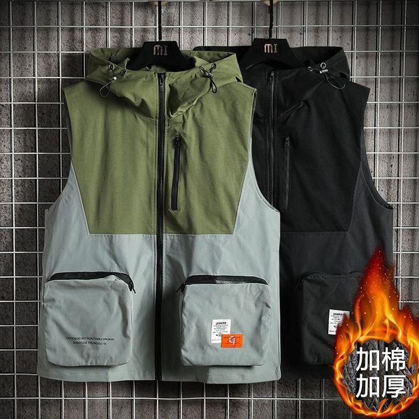 men's vests 2021 winter hooded cotton vest thickened work clothes sleeveless coat large recommend hip hop, Black;white
men's vests 2021 winter hooded cotton vest thickened work clothes sleeveless coat large recommend hip hop, Black;white