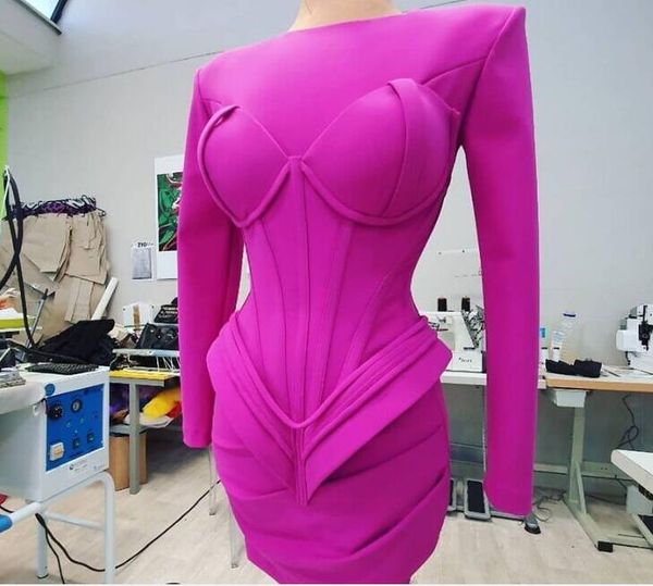 evening women dress pink sheath long sleeve knee length short dress high shoulder kim kardashian, Black;pink
evening women dress pink sheath long sleeve knee length short dress high shoulder kim kardashian, Black;pink