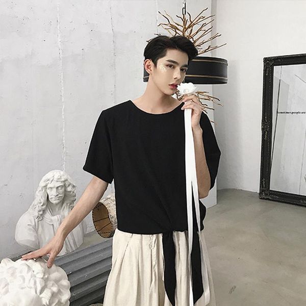 men's t-shirts and women's tie personality loose solid color t-shirt fashion short sleeve bottom round neck summer, White;black
men's t-shirts and women's tie personality loose solid color t-shirt fashion short sleeve bottom round neck summer, White;black