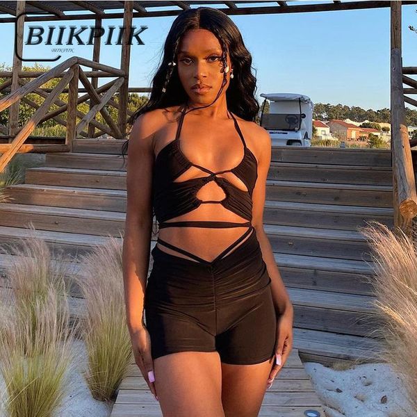 women's tracksuits biikpiik halter criss- cross women two piece sets skinny female casual lounge wear solid elegant shorts suits, Gray
women's tracksuits biikpiik halter criss- cross women two piece sets skinny female casual lounge wear solid elegant shorts suits, Gray
