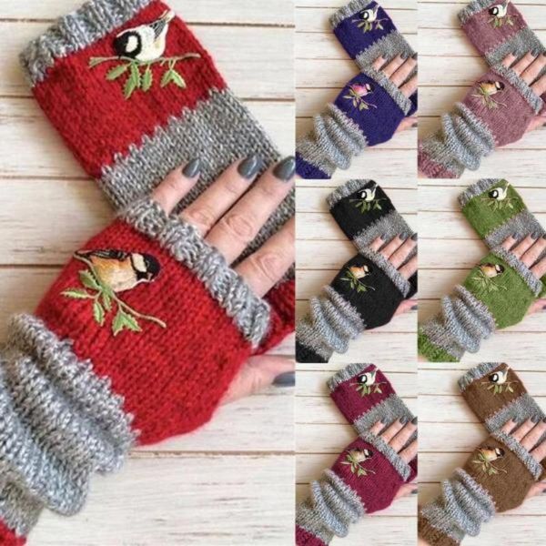 five fingers gloves cute embroidery birds cotton fingerless glove for women knitted block splice mittens womens girls without, Blue;gray
five fingers gloves cute embroidery birds cotton fingerless glove for women knitted block splice mittens womens girls without, Blue;gray