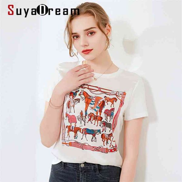 suyadream women graphic t shirt 100%silk and cotton o neck short sleeves chic spring summer black silk 210623, White
suyadream women graphic t shirt 100%silk and cotton o neck short sleeves chic spring summer black silk 210623, White