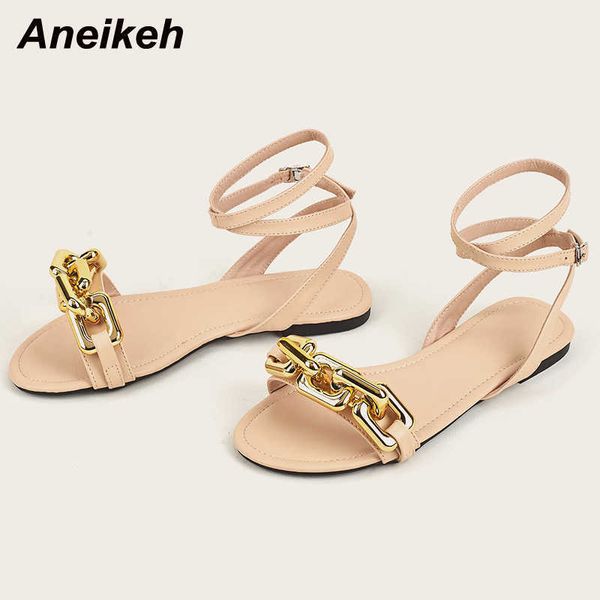 aneikeh flat with women's shoes casual narrow band summer pu metal decoratio sandals chain fashion sweet femmes chaussures 210615, Black
aneikeh flat with women's shoes casual narrow band summer pu metal decoratio sandals chain fashion sweet femmes chaussures 210615, Black