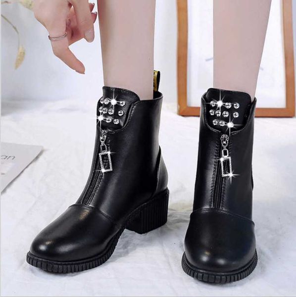boots fashion women's shoes 2021 winter ankle luxury front zipper thick heel high heels retro botas mujer warm snow, Black
boots fashion women's shoes 2021 winter ankle luxury front zipper thick heel high heels retro botas mujer warm snow, Black