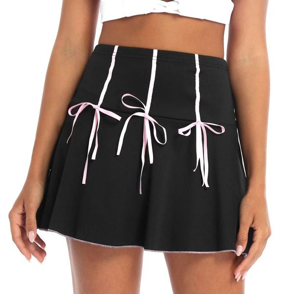 skirts 2021 women girls sweet bowknot short skirt ladies fashion casual high waist miniskirts for student school daily wear dancing, Black 
skirts 2021 women girls sweet bowknot short skirt ladies fashion casual high waist miniskirts for student school daily wear dancing, Black