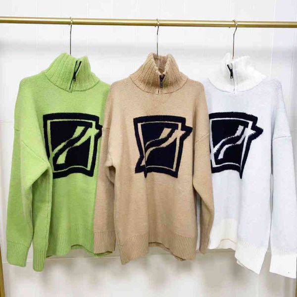 women's sweaters 21fw khaki square large high neck zipper thickened wool sweater for couples men and women k9of, White;black
women's sweaters 21fw khaki square large high neck zipper thickened wool sweater for couples men and women k9of, White;black