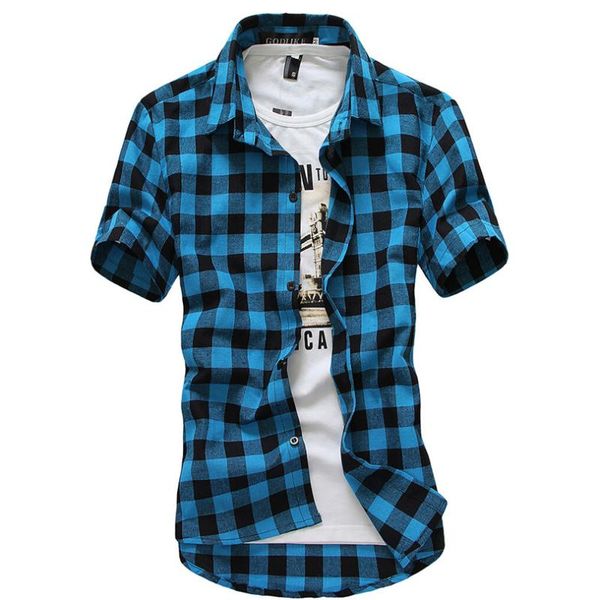men's casual shirts cuhakci grid blouses summer fashion red blue printed plaid men multicolor clothes short sleeve male xxxl, White;black
men's casual shirts cuhakci grid blouses summer fashion red blue printed plaid men multicolor clothes short sleeve male xxxl, White;black