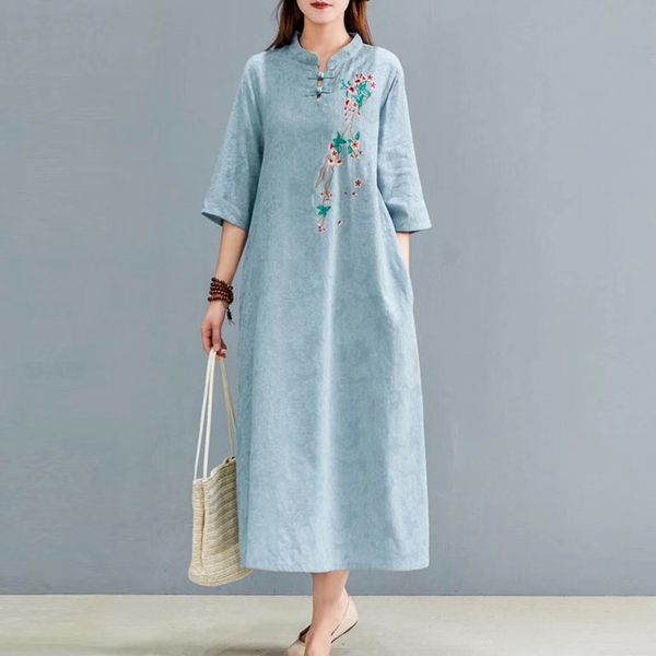 cotton linen dresses summer 2021 embroidery robe vintage femme chinese style clothing women oriental chinese dress qipao 11789, Red
cotton linen dresses summer 2021 embroidery robe vintage femme chinese style clothing women oriental chinese dress qipao 11789, Red