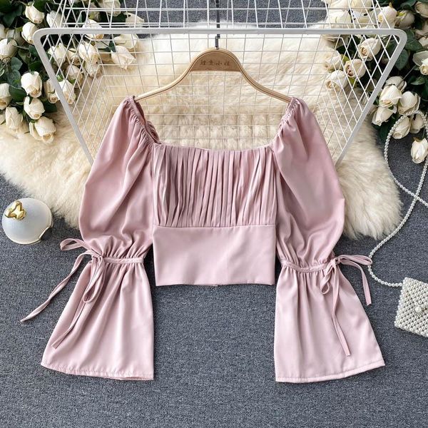women's blouses & shirts women elegant french blouse long sleeve square collar solid slim autumn fashion casual streetwear short, White
women's blouses & shirts women elegant french blouse long sleeve square collar solid slim autumn fashion casual streetwear short, White
