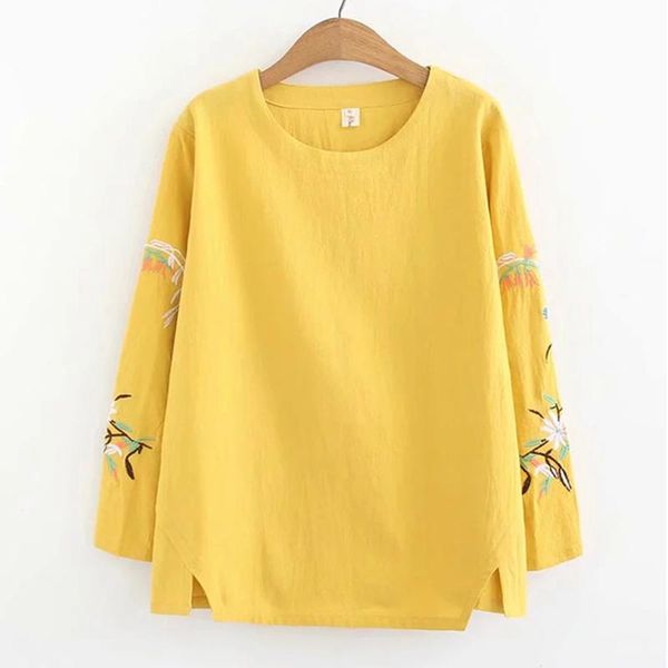 women's t-shirt embroidery cotton linen for women casual long sleeve loose plus size 4x harajuku o-neck spring pullover female, White
women's t-shirt embroidery cotton linen for women casual long sleeve loose plus size 4x harajuku o-neck spring pullover female, White