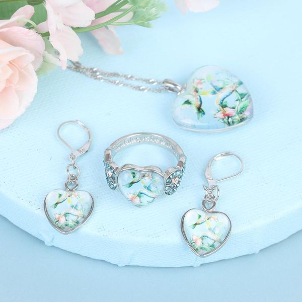 earrings & necklace fashion elegant heart shaped hummingbird crystal pendant for women trendy bird flower rings kits charm jewelry, Silver
earrings & necklace fashion elegant heart shaped hummingbird crystal pendant for women trendy bird flower rings kits charm jewelry, Silver