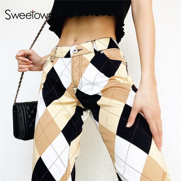 women's pants & capris sweetown plaid multi color block cargo women vintage 90s baggy joggers streetwear high waist straight y2k trouse, Black;white
women's pants & capris sweetown plaid multi color block cargo women vintage 90s baggy joggers streetwear high waist straight y2k trouse, Black;white