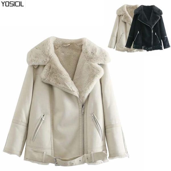 yosicil winter streetwear fur faux leather jacket women fashion thick warm coat female zipper up sashes jackets coats 2021, Black;brown
yosicil winter streetwear fur faux leather jacket women fashion thick warm coat female zipper up sashes jackets coats 2021, Black;brown