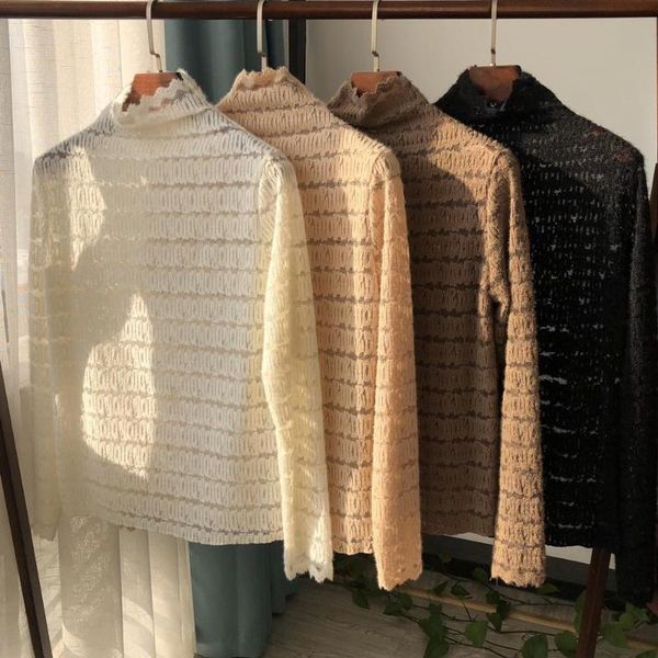 women sweet lace patchwork shirt turtleneck lady slim long sleeve hollow out bottoming shirts top, White
women sweet lace patchwork shirt turtleneck lady slim long sleeve hollow out bottoming shirts top, White