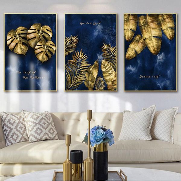 golden tropical plant leaves art print poster dark blue background abstract canvas painting wall pictures modern home decoration
golden tropical plant leaves art print poster dark blue background abstract canvas painting wall pictures modern home decoration