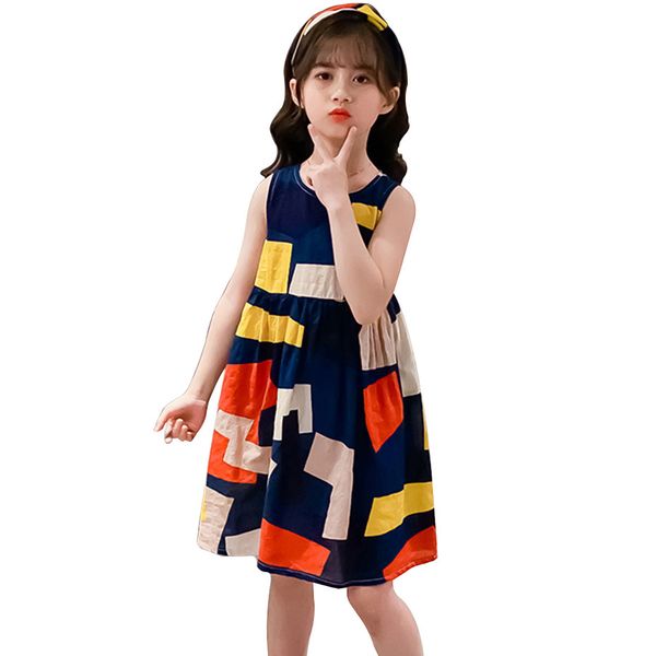 summer dress girl geometric party dress for girls sleeveless children dresses o neck casual style girls clothes 210303, Red;yellow
summer dress girl geometric party dress for girls sleeveless children dresses o neck casual style girls clothes 210303, Red;yellow