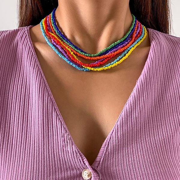 chokers shixin bohemia colorful bead necklace set for women fashion layered rainbow beaded chain necklaces jewelry accessori 2021, Golden;silver
chokers shixin bohemia colorful bead necklace set for women fashion layered rainbow beaded chain necklaces jewelry accessori 2021, Golden;silver