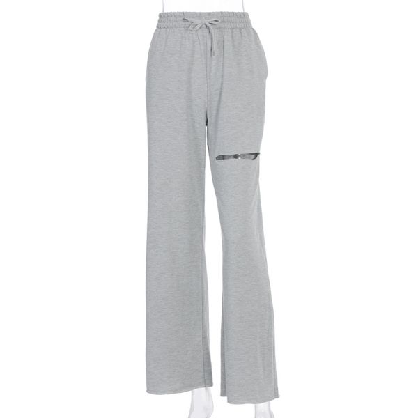 women mid waist cut out hole wide leg pants loose streetwear 2020 drawstring trousers plus size black gray sweatpants, White
women mid waist cut out hole wide leg pants loose streetwear 2020 drawstring trousers plus size black gray sweatpants, White