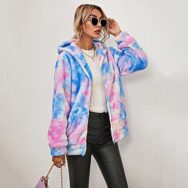 women's fur & faux womens winter coats 2021 lady tie-dye printed plush jacket long-sleeved hooded zipper coat plus velvet thick casual, Black
women's fur & faux womens winter coats 2021 lady tie-dye printed plush jacket long-sleeved hooded zipper coat plus velvet thick casual, Black