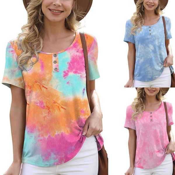 women's t-shirt summer clothing fashion short sleeve o-neck button printing female camisetas de mujer, White
women's t-shirt summer clothing fashion short sleeve o-neck button printing female camisetas de mujer, White
