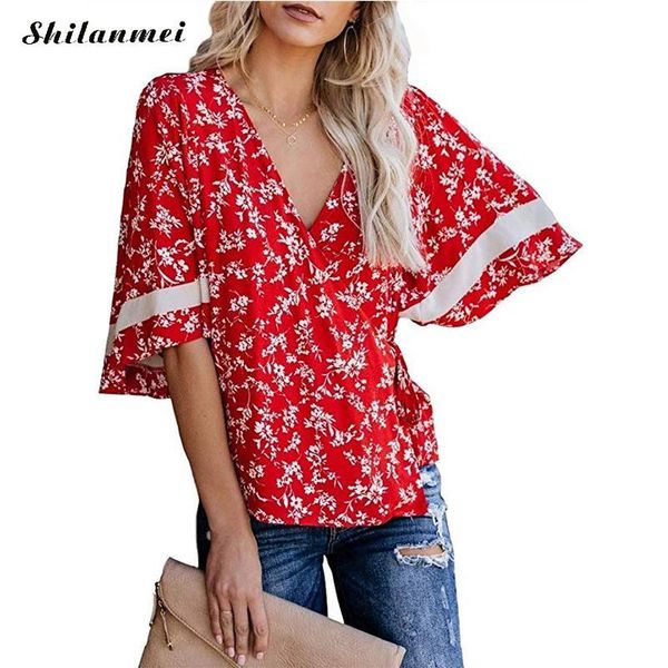 women's blouses & shirts flare sleeve loose blouse blusas feminina 2021 fashion women and causal v neck floral printed boho beach tos, White
women's blouses & shirts flare sleeve loose blouse blusas feminina 2021 fashion women and causal v neck floral printed boho beach tos, White