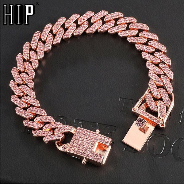 link, chain hip hop 12mm 4 colors full iced out paved pink rose rhinestones miami prong cuban cz bling rapper bracelet for men jewelry, Black
link, chain hip hop 12mm 4 colors full iced out paved pink rose rhinestones miami prong cuban cz bling rapper bracelet for men jewelry, Black