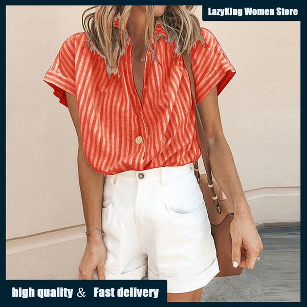 women's t-shirt loose lapel vertical pattern short-sleeve cardigan vintage short sleeve shirt women fashion buttons casual, White
women's t-shirt loose lapel vertical pattern short-sleeve cardigan vintage short sleeve shirt women fashion buttons casual, White