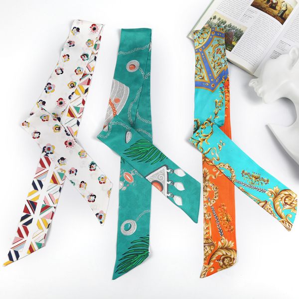 chu xiu fashion accessories twill scarf hair band silk narrow long, Blue;gray
chu xiu fashion accessories twill scarf hair band silk narrow long, Blue;gray