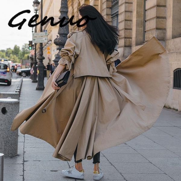 women's trench coats 2021 spring fashion trend solid color over the knee long coat lapel system belt plus windbreaker, Tan;black
women's trench coats 2021 spring fashion trend solid color over the knee long coat lapel system belt plus windbreaker, Tan;black