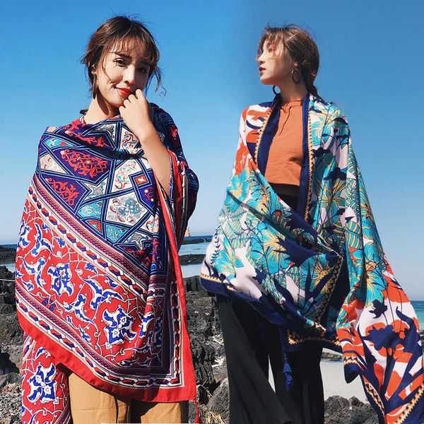 scarf female spring autumn sunscreen cotton and linen dual use summer long korean shawl seaside holiday silk beach towel, Blue;gray
scarf female spring autumn sunscreen cotton and linen dual use summer long korean shawl seaside holiday silk beach towel, Blue;gray