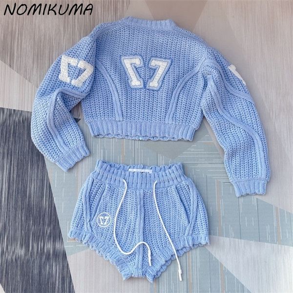 nomikuma two pieces knitted women sets causal sweat knitwear cardigan coat + lace up high waist shorts korean 6n207 220315, White
nomikuma two pieces knitted women sets causal sweat knitwear cardigan coat + lace up high waist shorts korean 6n207 220315, White