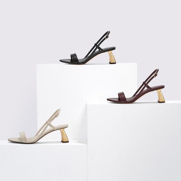metal heel decorate toe high-heeled shoes fairy heel small buckle sandals woman summer woman, Black
metal heel decorate toe high-heeled shoes fairy heel small buckle sandals woman summer woman, Black