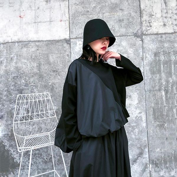 women's t-shirt ce punk fashion women contrast color pleated split big size round neck long sleeve tide spring autumn 2021 arrival, White
women's t-shirt ce punk fashion women contrast color pleated split big size round neck long sleeve tide spring autumn 2021 arrival, White