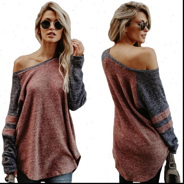 style 2021 autumn and winter patchwork striped print fashion female sweater computer knitted slash neck woman sweaters, White;black
style 2021 autumn and winter patchwork striped print fashion female sweater computer knitted slash neck woman sweaters, White;black
